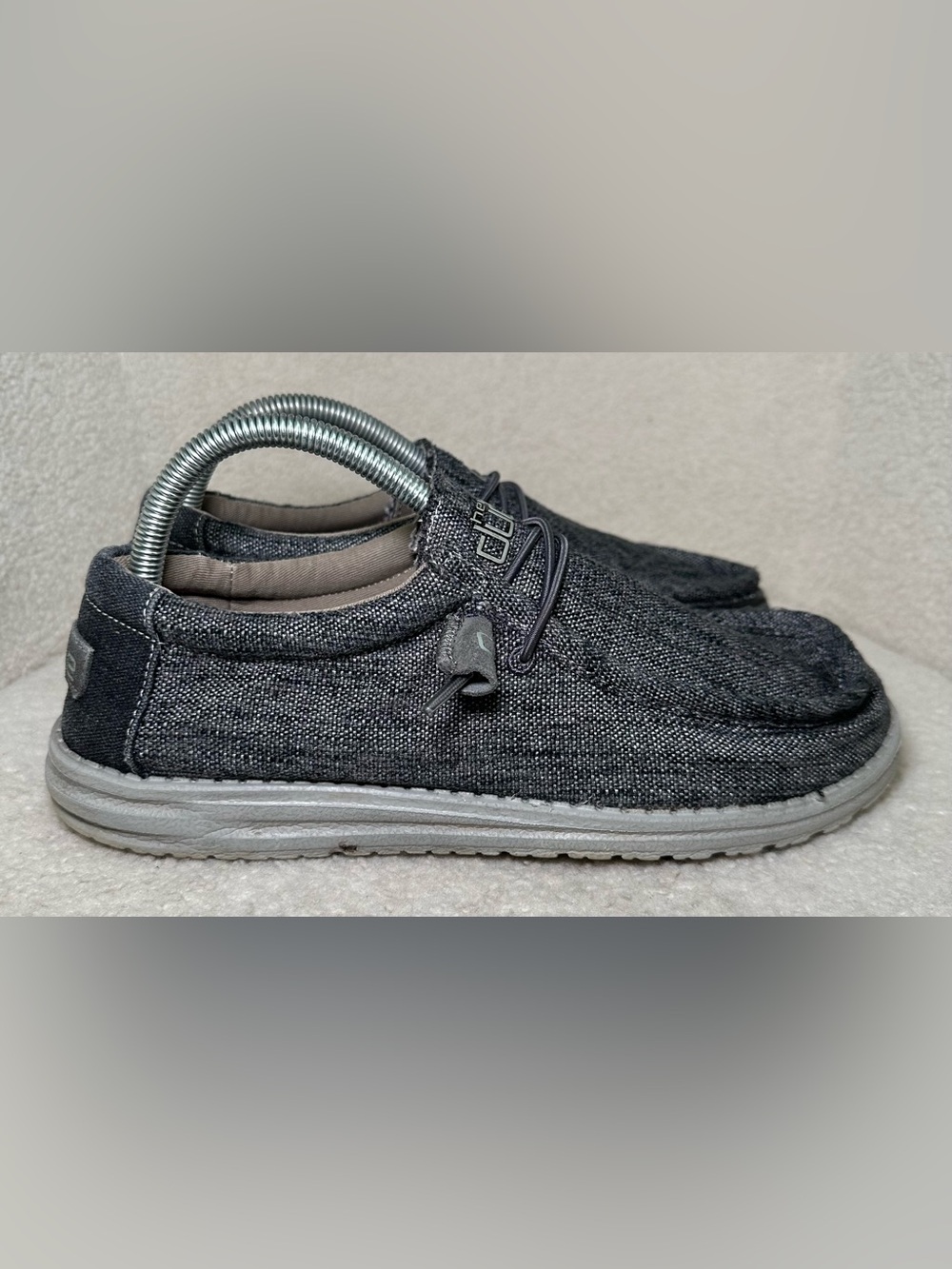 HEYDUDE Wally Woven Carbone Men’s Slip-On Casual Loafers Gray Blue Lightweight 8